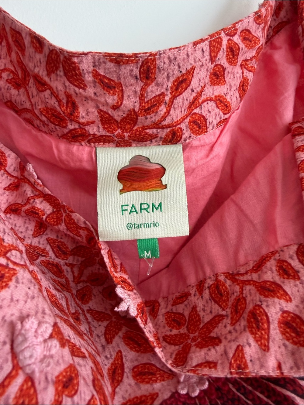 Farm Rio Ainiika Printed Tiered Maxi Skirt with Belt Pink Red Green M NWOT - Picture 5 of 16